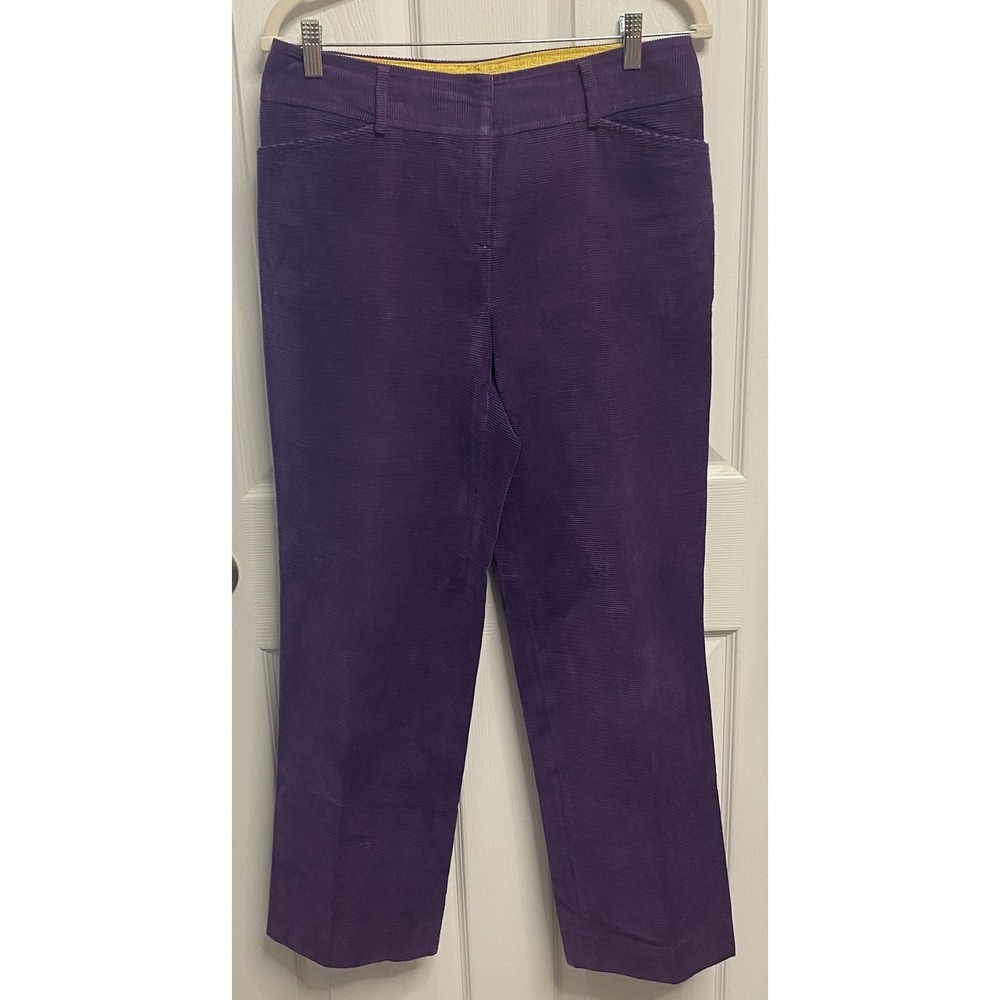 J.McLaughlin Women Purple Corduroy Straight Leg Dress Pants Tummy Control 10 NEW